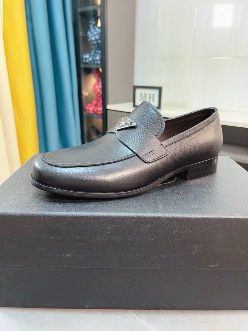 Men's shoes 💰540🌹🌹【PRADA Leather Shoes】Top purchasing agency Original imported Italian custom-made open-edge beaded cowhide leather surface, fully imported water-dyed breathable cowhide lining, original factory special molded sole super comfortable, size: 38-44